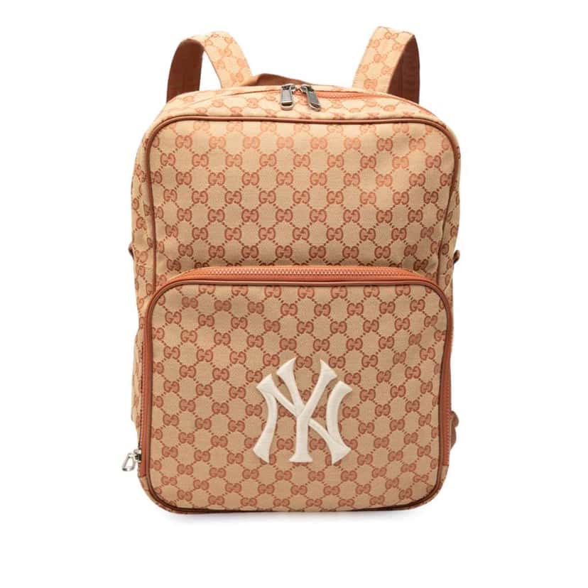 Gucci GG Canvas NY Yankees Backpack Brown Canvas Good condition - Front View