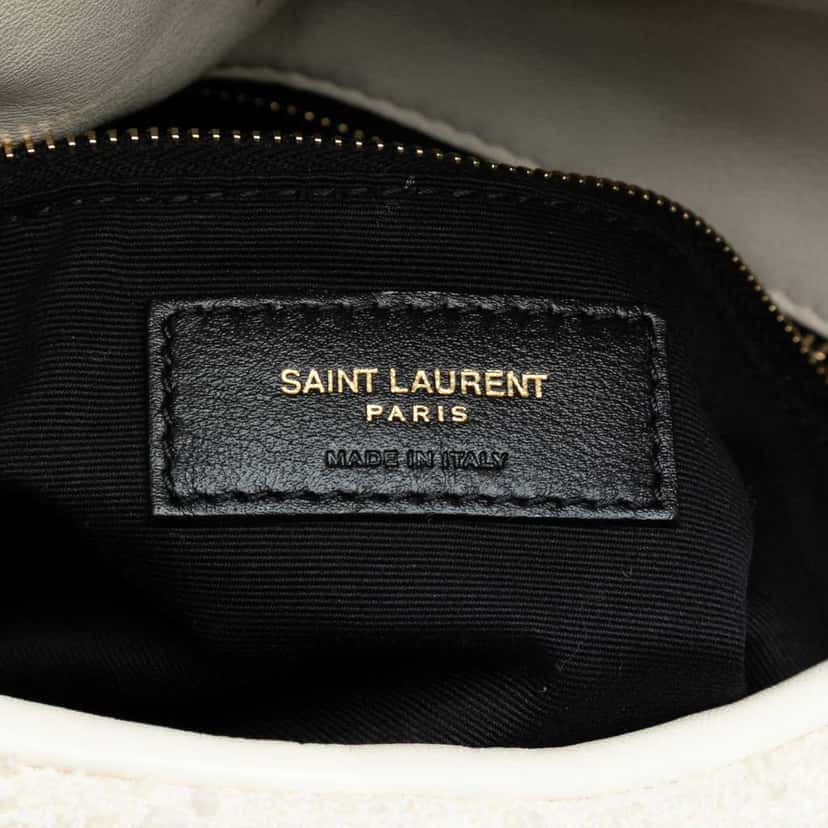 Saint Laurent Small Boucle Tweed Loulou Puffer Shoulder Bag White Tweed Good condition - Box View
