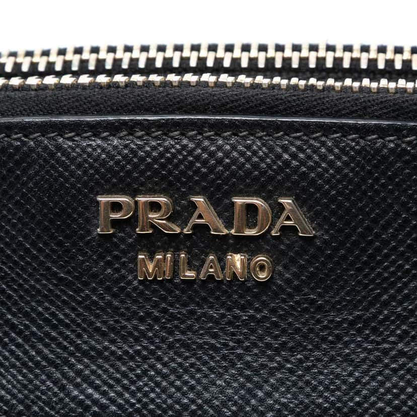 Prada Bicolor Saffiano Trimmed City Calf Double Zip Satchel Blue Leather Very good condition - Box View