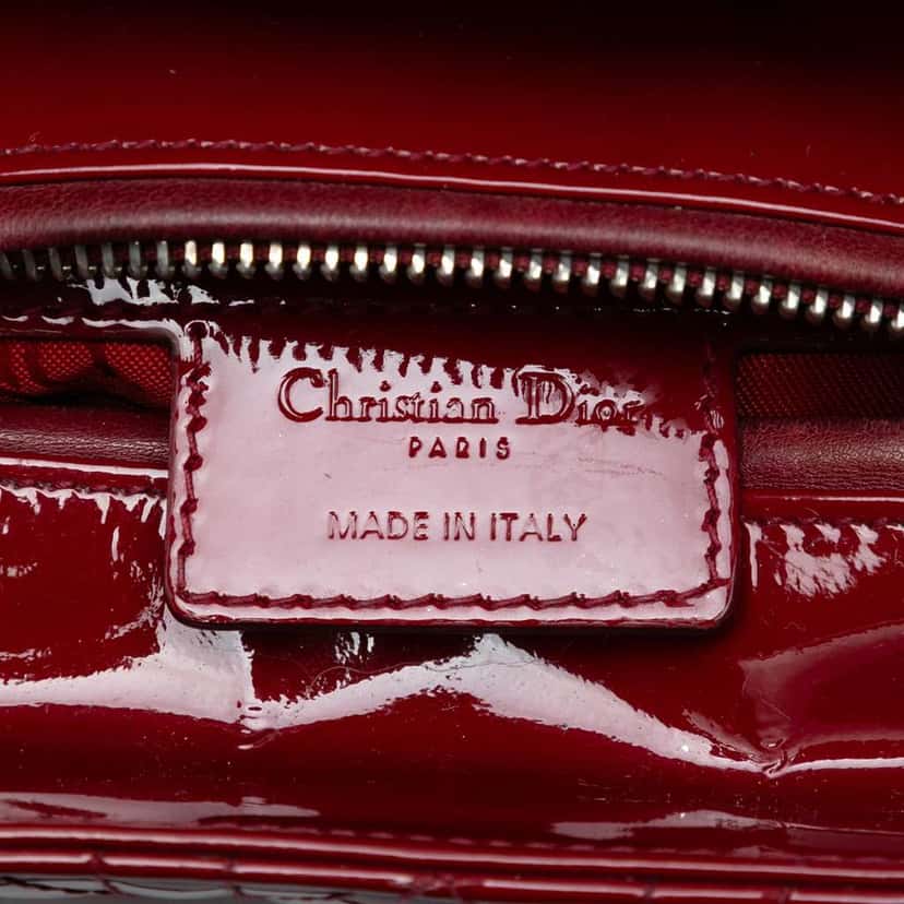 Dior Medium Patent Cannage Lady Dior Red Leather Good condition - Box View