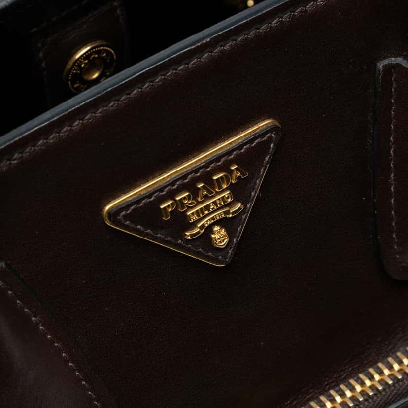 Prada Soft Calf Shopping Tote Brown Leather Good condition - Box View