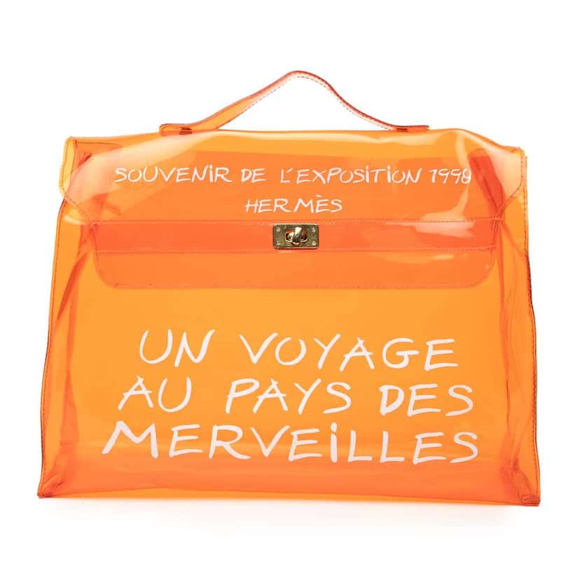 Hermès Vinyl Souvenir De L Exposition Kelly Handbag Orange Good condition - Front View