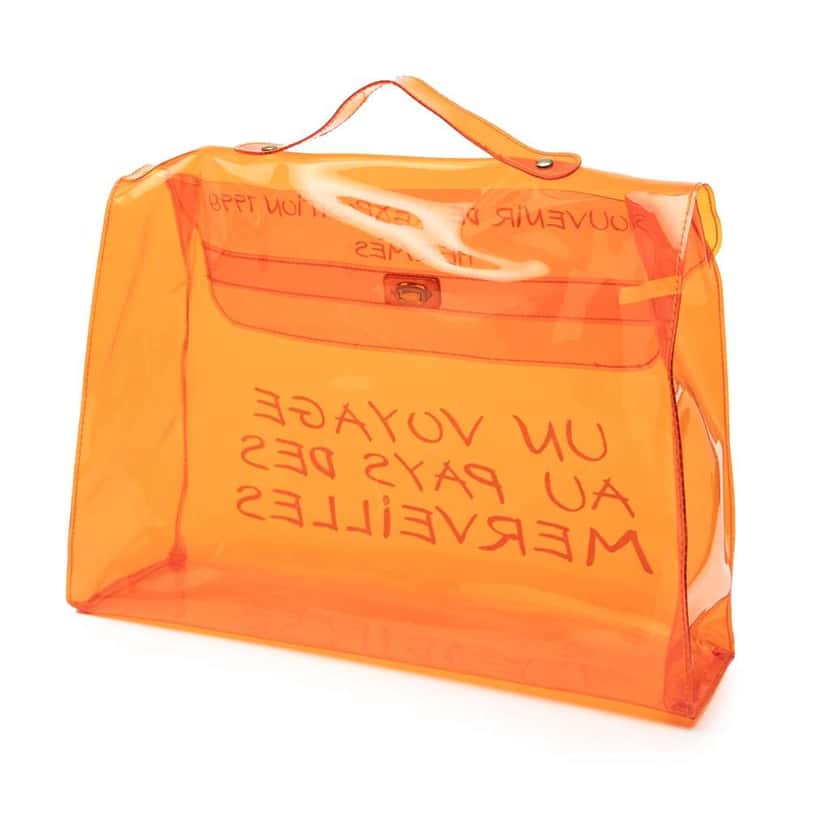 Hermès Vinyl Souvenir De L Exposition Kelly Handbag Orange Good condition - Back View