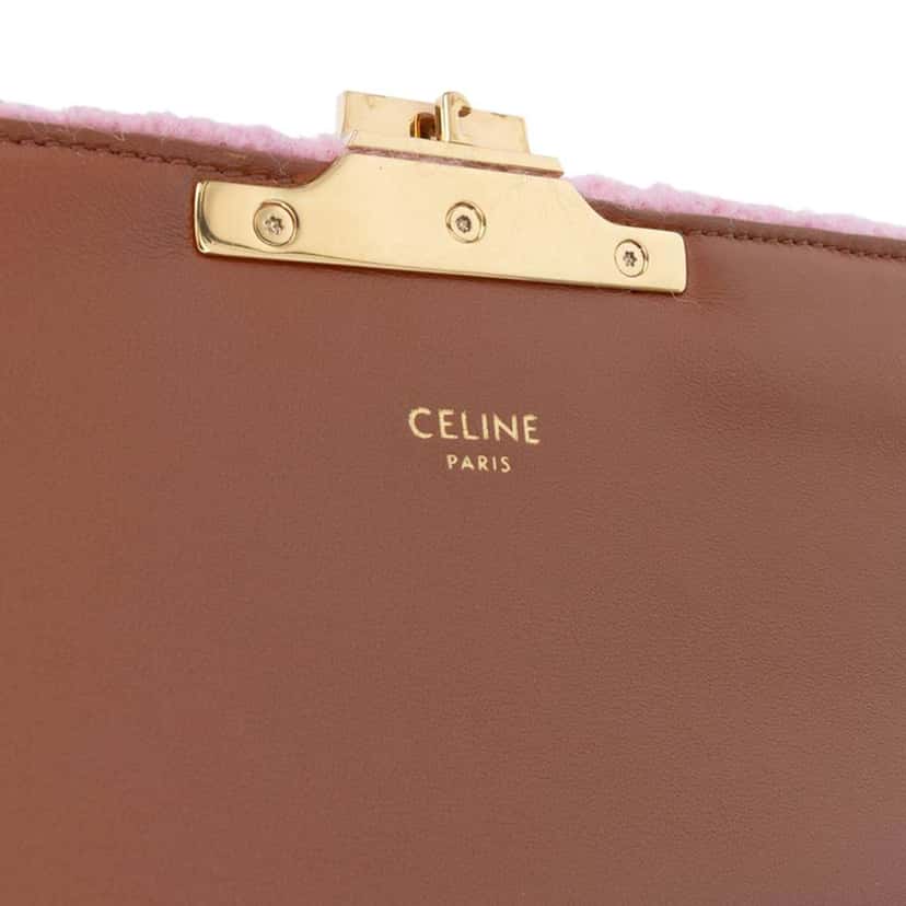 Celine Tweed Claude Chain Shoulder Bag Pink Tweed Good condition - Box View
