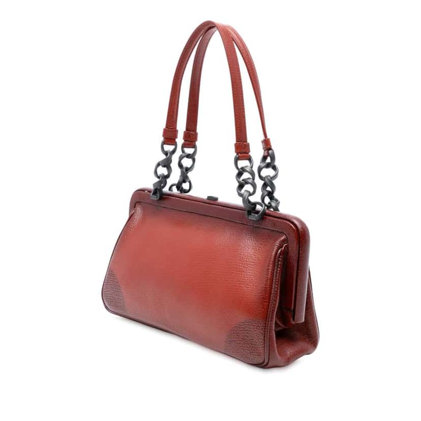 Bottega Veneta Leather Doctor Frame Handbag Red Leather Good condition - Back View