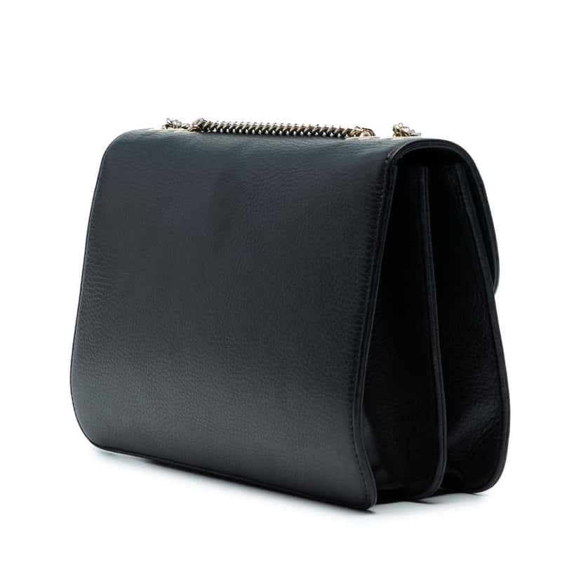 Gucci Medium Dollar Calfskin Interlocking G Crossbody Black Leather Good condition - Back View