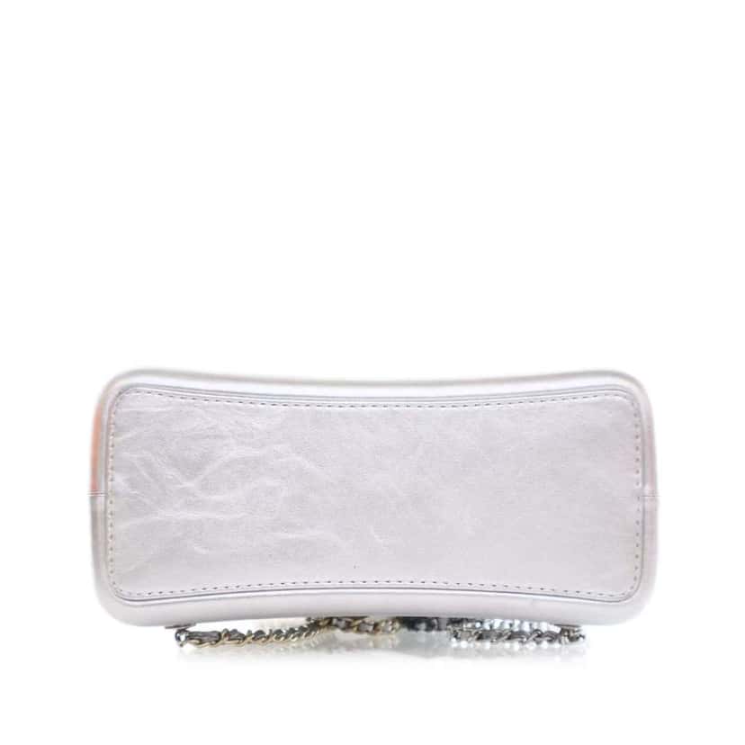 Chanel Crumpled Metallic Calfskin Gabrielle Backpack Silver Leather Good condition - Model View