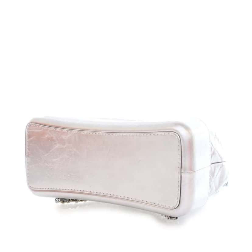 Chanel Crumpled Metallic Calfskin Gabrielle Backpack Silver Leather Good condition - Box View