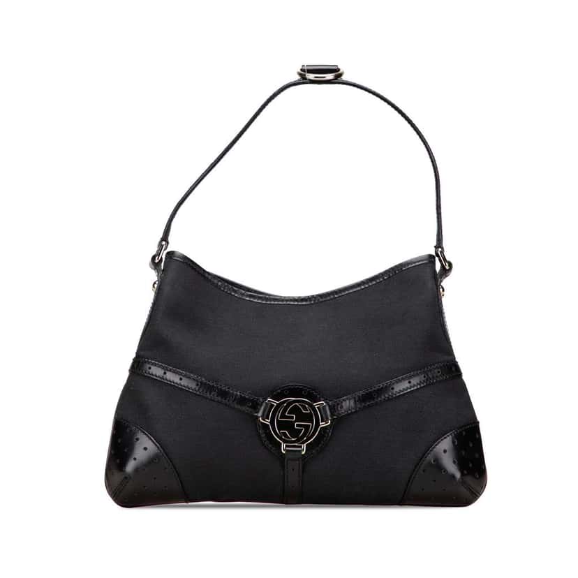 Gucci Canvas Reins Hobo Black Canvas Good condition - Front View