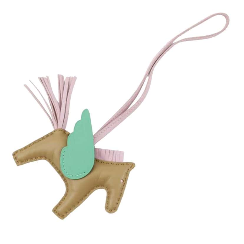 Hermès Milo Lambskin and Swift Rodeo Pegase Bag Charm PM Brown Leather Good condition - Back View