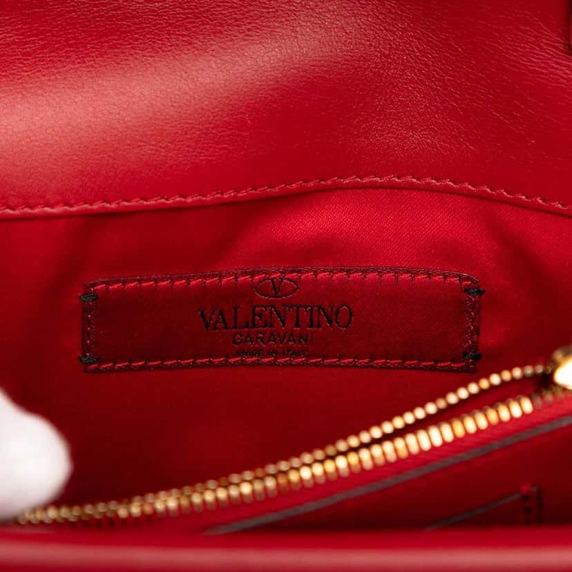 Valentino Leather Rockstud Chain Pouch Red Leather Very good condition - Box View