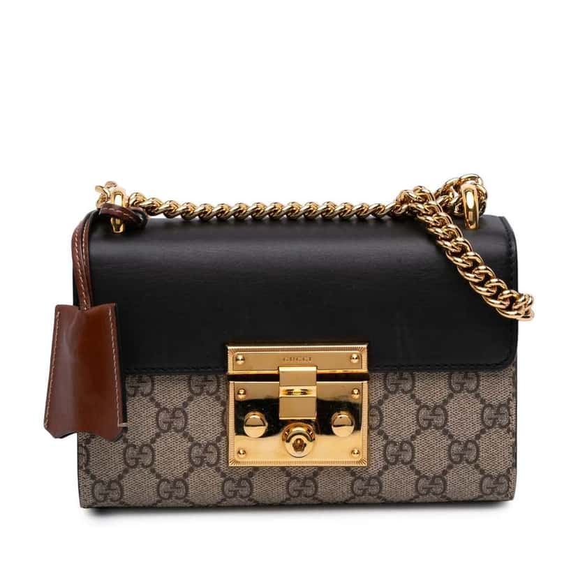 Gucci Small GG Supreme Padlock Crossbody Brown Canvas Good condition - Front View