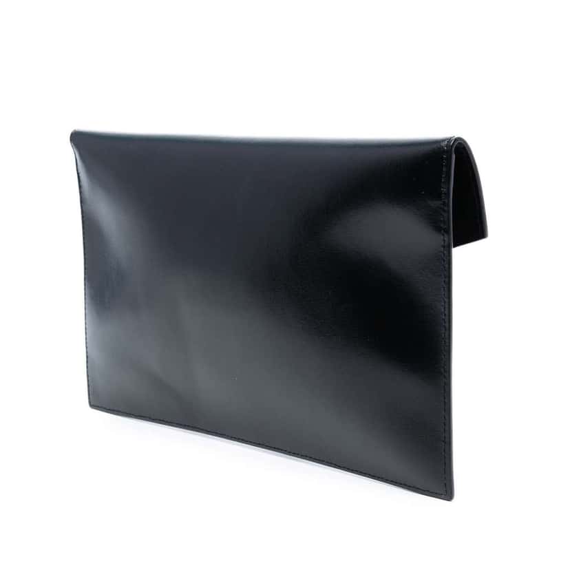Saint Laurent Smooth Shiny Calfskin Monogram Uptown Pouch Black Leather Good condition - Back View