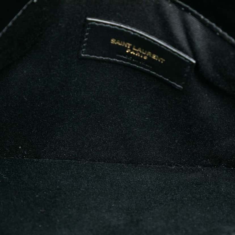 Saint Laurent Smooth Shiny Calfskin Monogram Uptown Pouch Black Leather Good condition - Model View