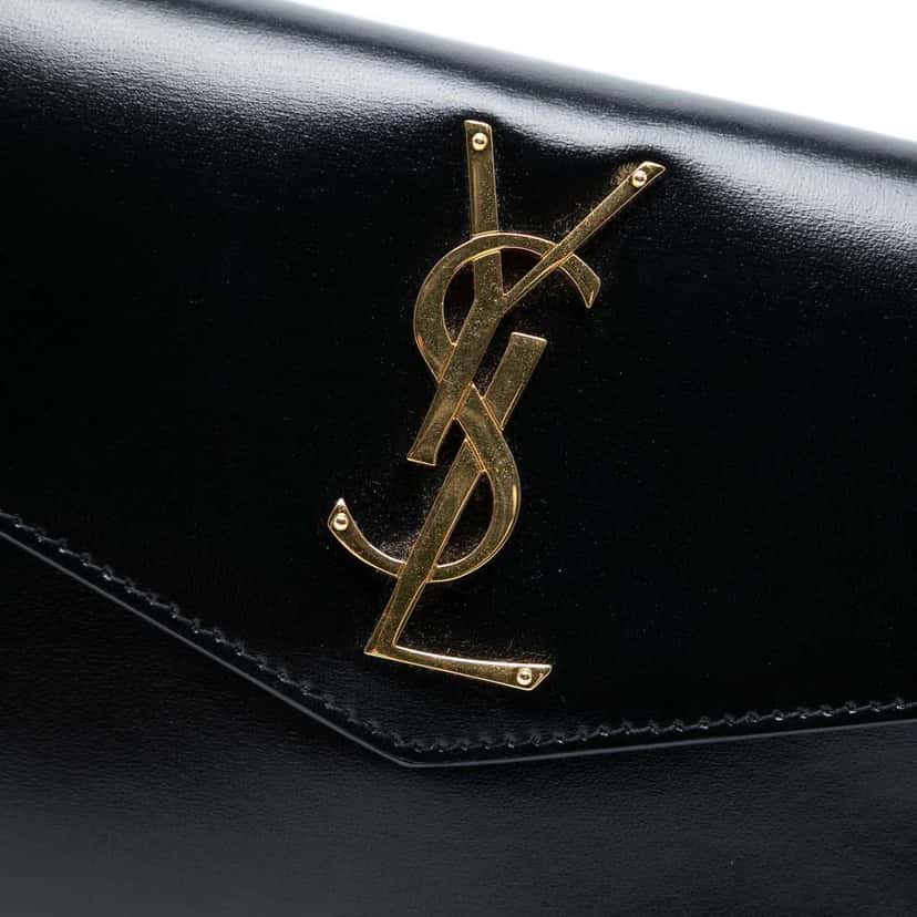 Saint Laurent Smooth Shiny Calfskin Monogram Uptown Pouch Black Leather Good condition - Box View
