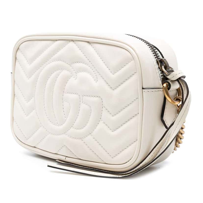 Gucci Mini GG Marmont Matelasse Leather Crossbody White Leather Very good condition - Back View