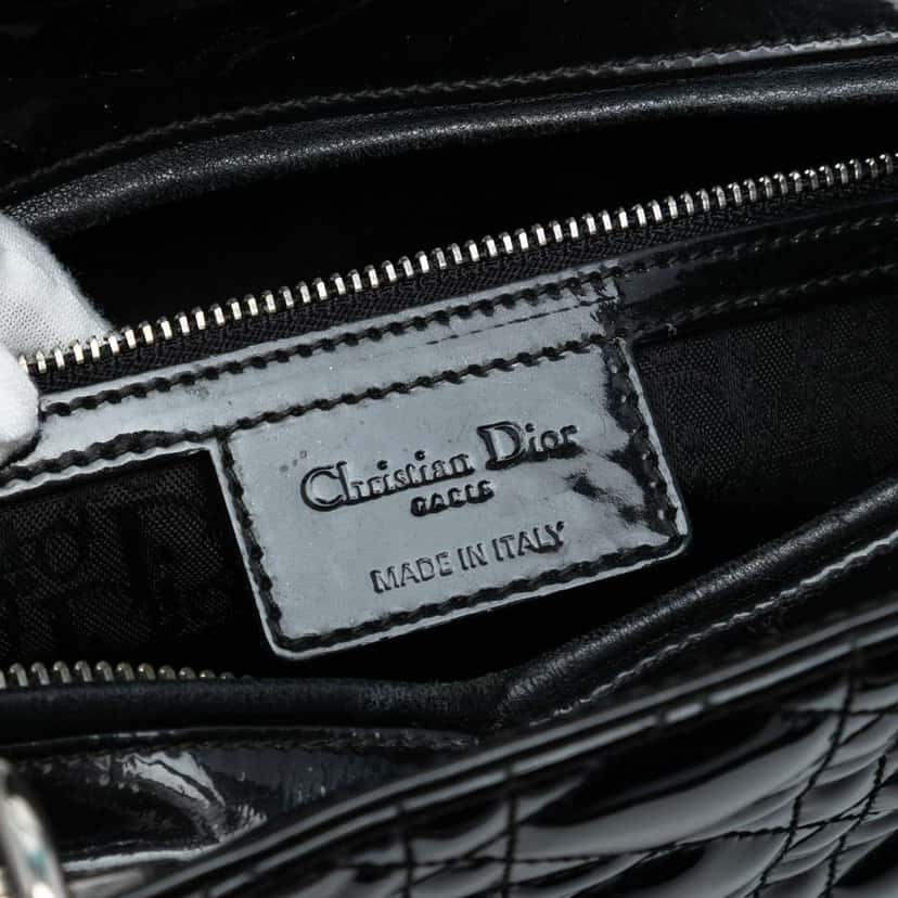 Dior Large Patent Cannage Lady Dior Black Leather Good condition - Box View