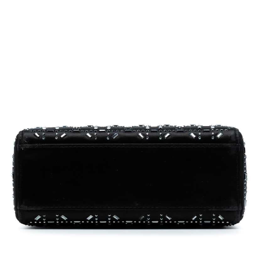 Dior Mini Satin Cannage Strass Crystal Embellished Lady Dior Black Satin Good condition - Inside View