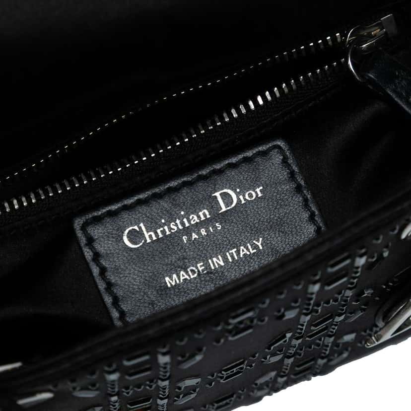 Dior Mini Satin Cannage Strass Crystal Embellished Lady Dior Black Satin Good condition - Box View