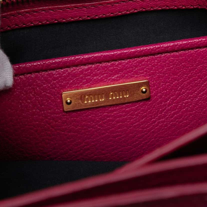 Miu Miu Goatskin Madras Satchel Pink Leather Good condition - Box View