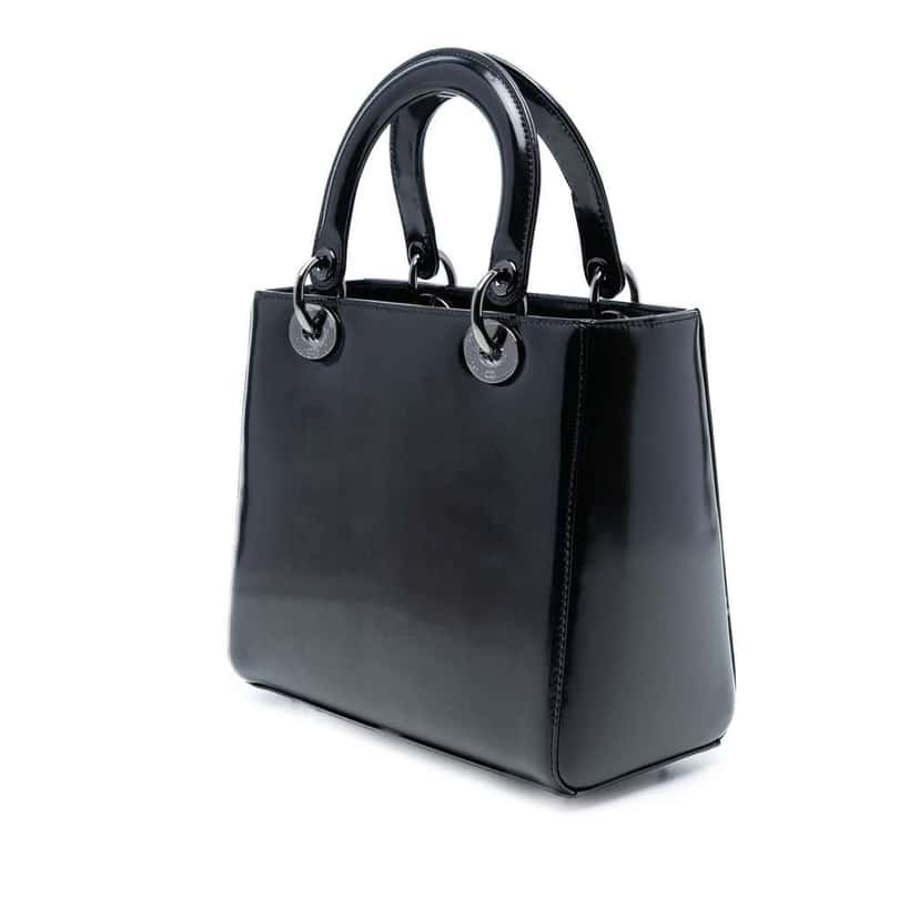 Dior Medium Patent Lady Dior Black Leather Good condition - Back View