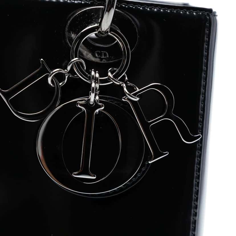 Dior Medium Patent Lady Dior Black Leather Good condition - Box View