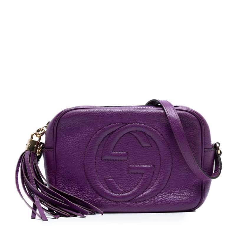 Gucci Metallic Leather Soho Disco Crossbody Purple Leather Good condition - Front View