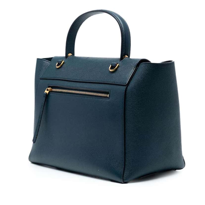 Celine Mini Grained Calfskin Belt Bag Blue Leather Good condition - Back View