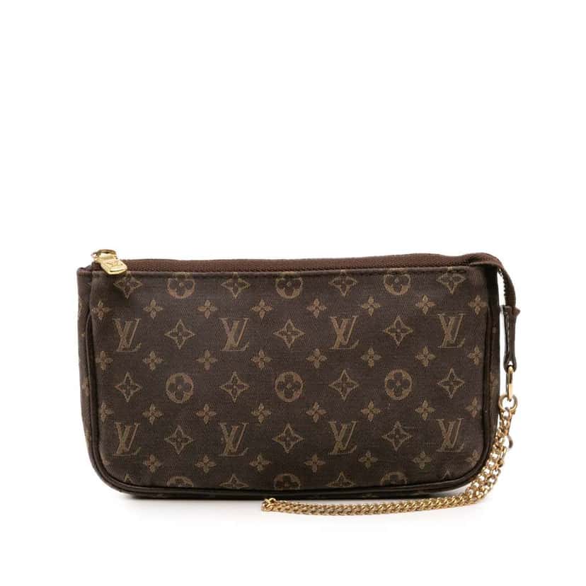Louis Vuitton Monogram Mini Lin Bucket PM Pouch Brown Canvas Good condition - Front View