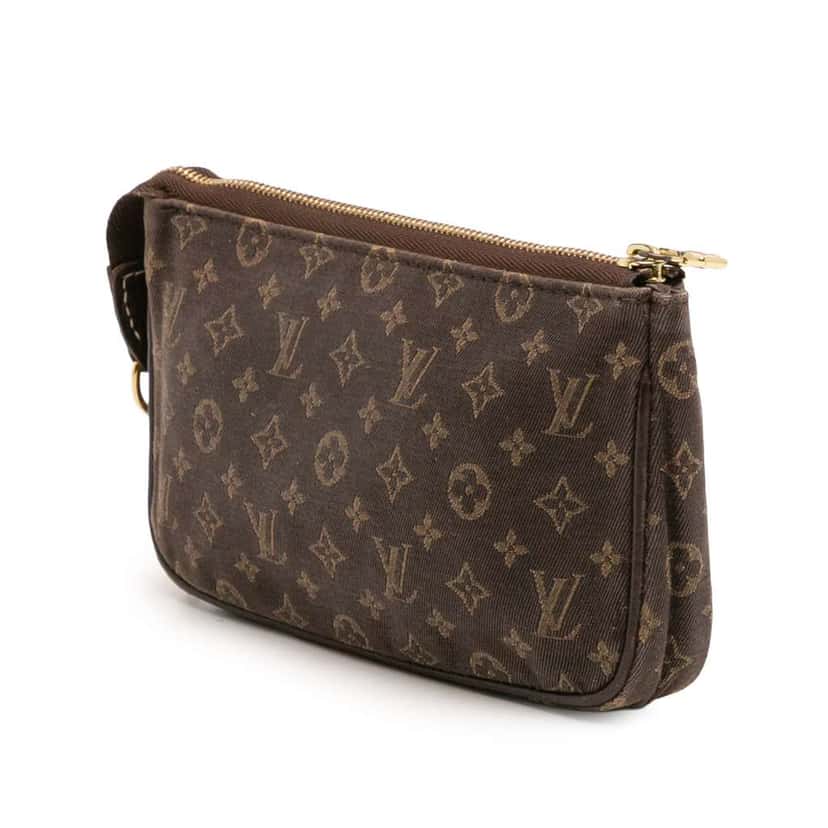 Louis Vuitton Monogram Mini Lin Bucket PM Pouch Brown Canvas Good condition - Back View