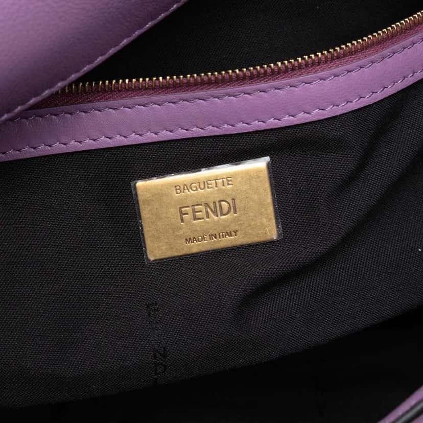 Fendi Zucca Embossed Leather Baguette Satchel Purple Leather Good condition - Model View