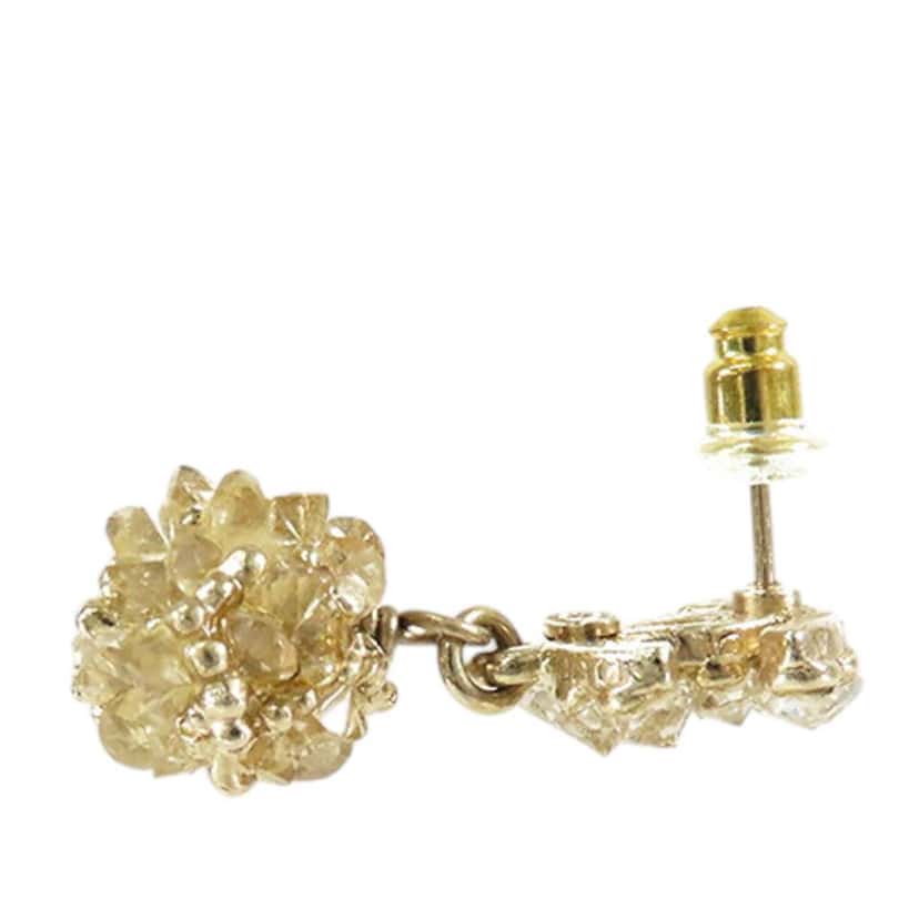 Chanel CC Gold Plated Rhinestone Embellished Drop Bullet Back Earrings Gold Metal Good condition - Model View