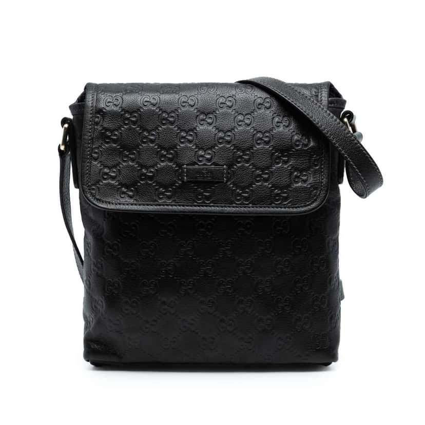Gucci Guccissima Crossbody Black Leather Very good condition - Front View