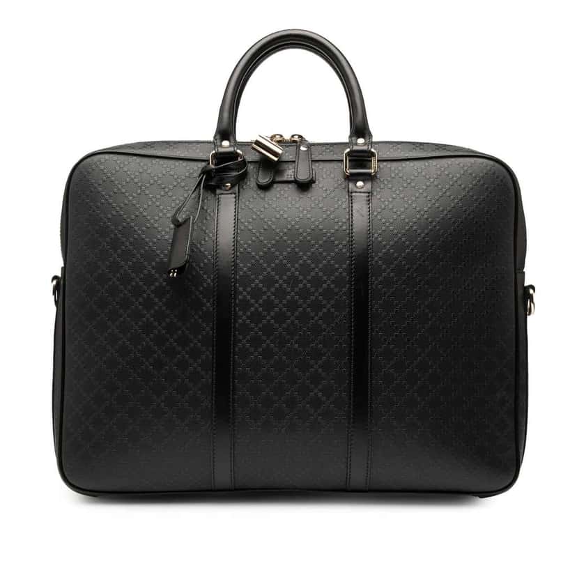 Gucci Diamante Leather Business Bag Black Leather Good condition - Front View