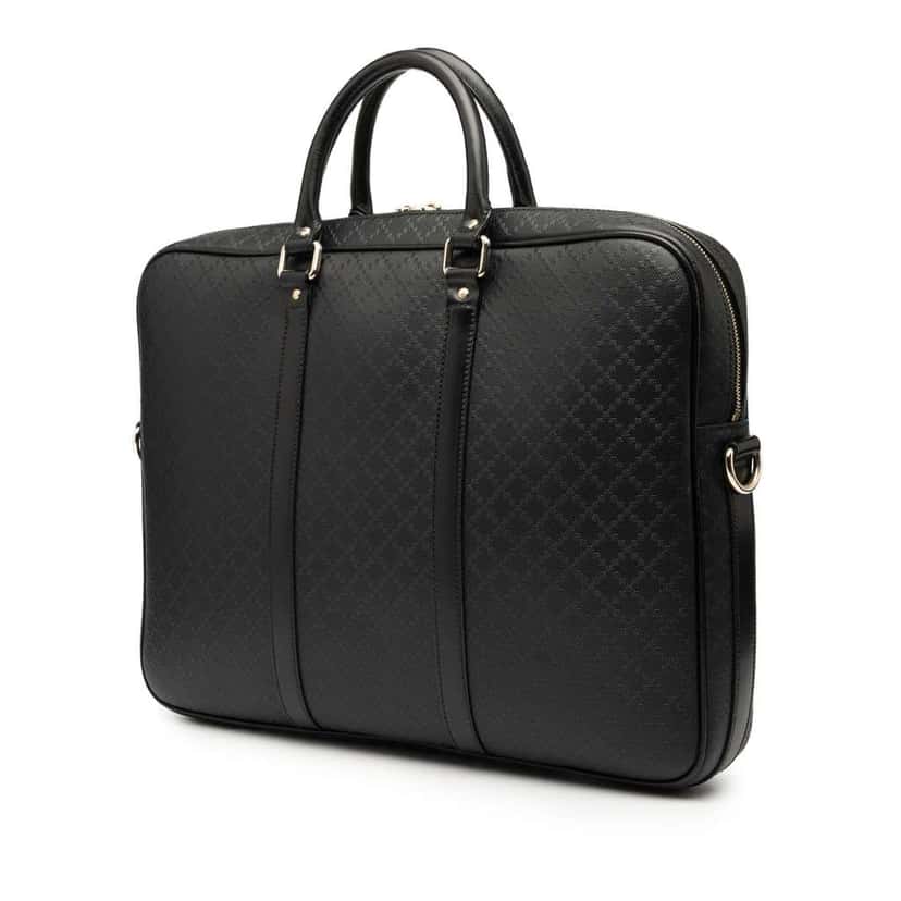 Gucci Diamante Leather Business Bag Black Leather Good condition - Back View