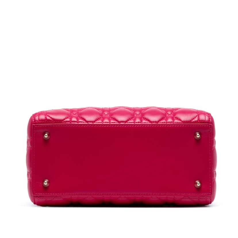 Dior Medium Lambskin Cannage Lady Dior Pink Leather Good condition - Inside View