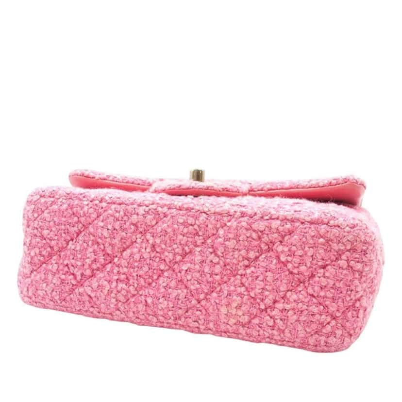 Chanel Mini Rectangular Classic Tweed Single Flap Pink Tweed Good condition - Inside View
