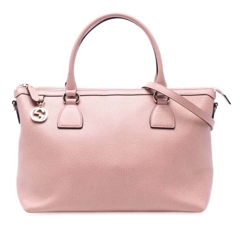 Gucci Dollar Calfskin GG Charm Satchel Pink Leather Good condition - Front View