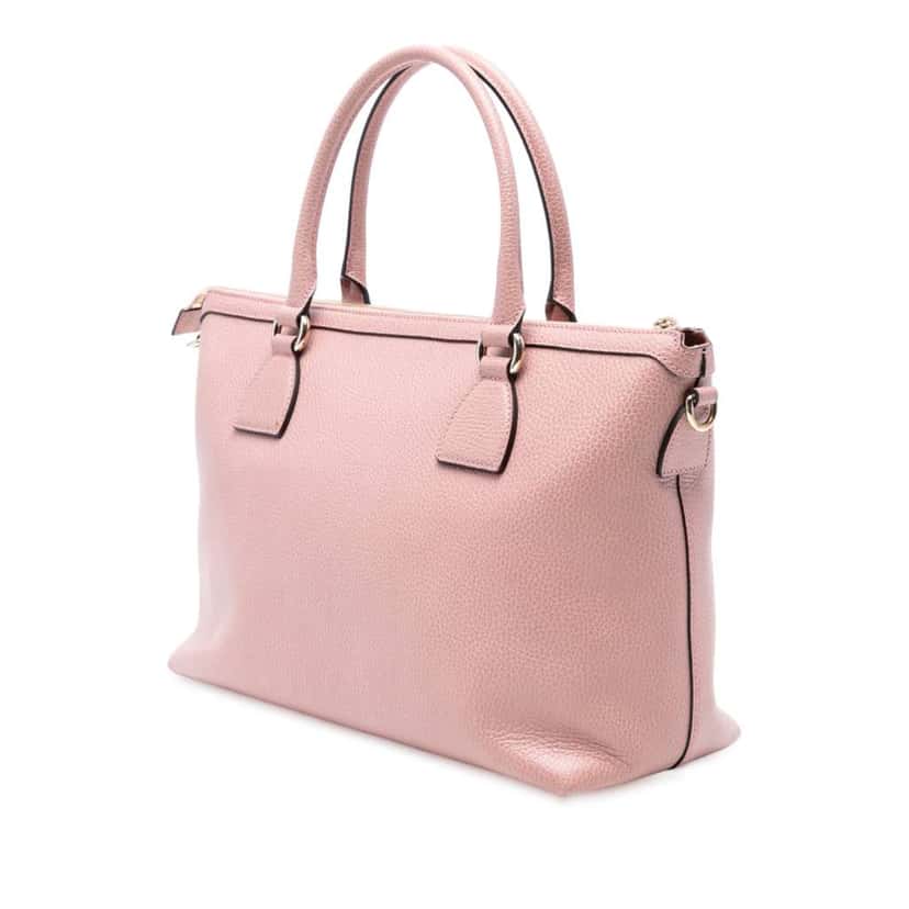 Gucci Dollar Calfskin GG Charm Satchel Pink Leather Good condition - Back View