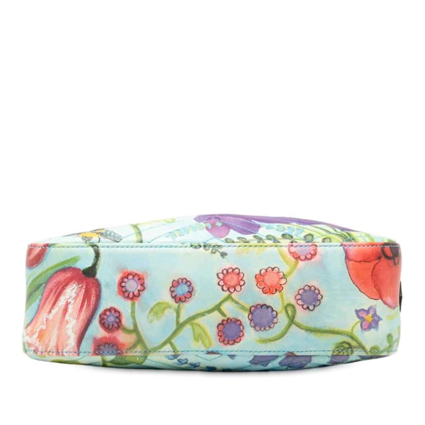 Gucci Unskilled Worker Small GG Marmont Matelasse Calfskin Flora Painted Crossbody Blue Leather Good condition - Inside View