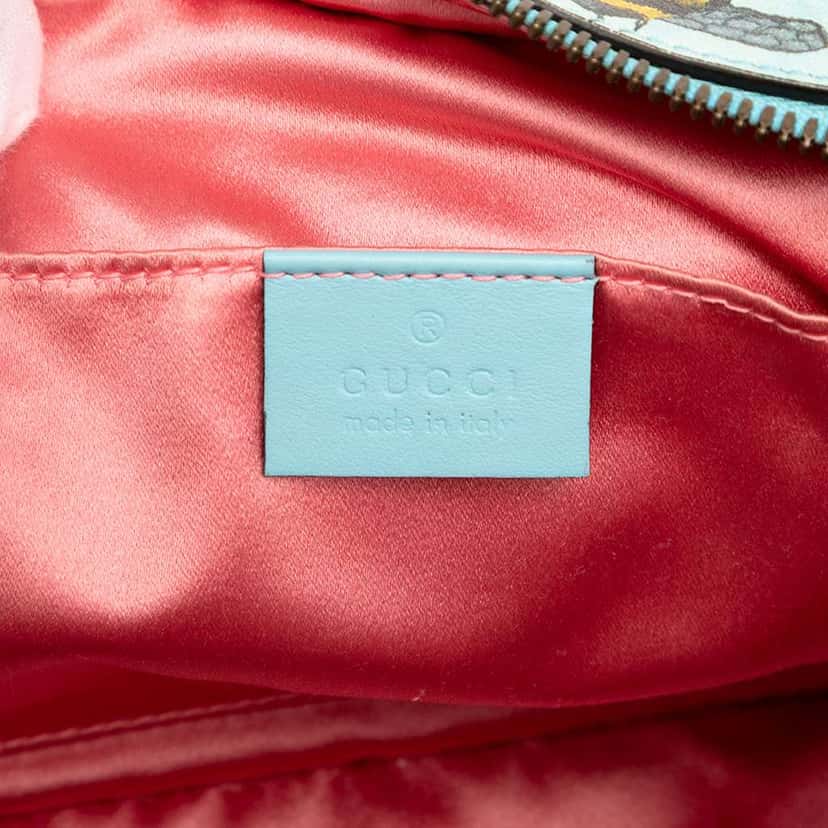 Gucci Unskilled Worker Small GG Marmont Matelasse Calfskin Flora Painted Crossbody Blue Leather Good condition - Box View