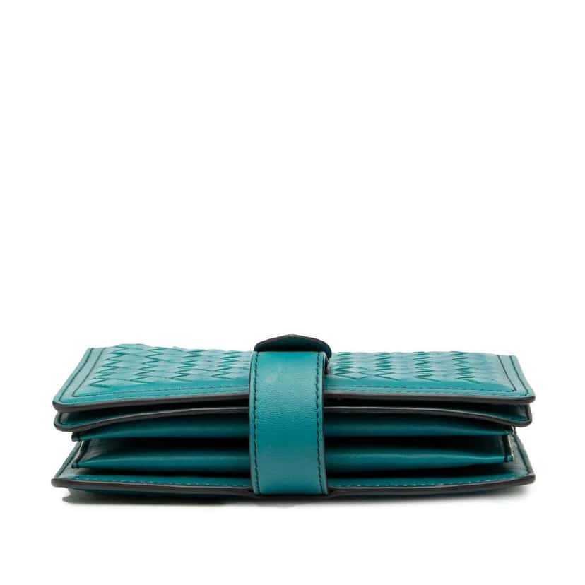 Bottega Veneta Mini Nappa Intrecciato Runway Shoulder Bag Blue Leather Good condition - Inside View