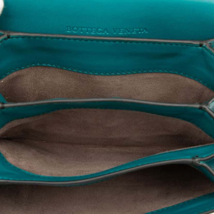 Bottega Veneta Mini Nappa Intrecciato Runway Shoulder Bag Blue Leather Good condition - Model View