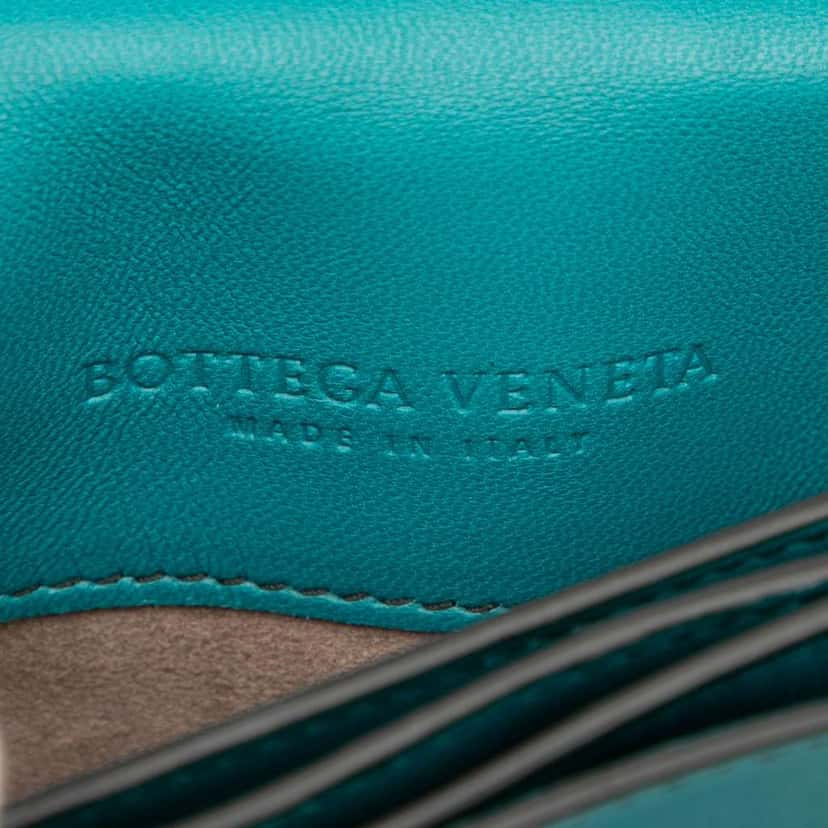 Bottega Veneta Mini Nappa Intrecciato Runway Shoulder Bag Blue Leather Good condition - Box View