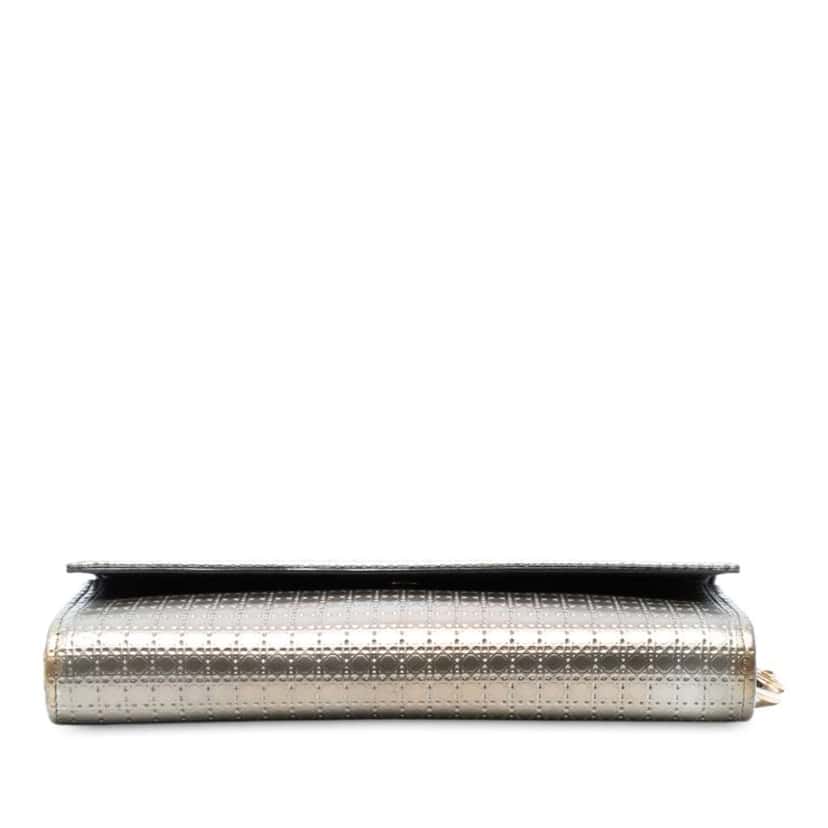 Dior Metallic Patent Microcannage Lady Dior Croisiere Wallet On Chain Gold Leather Good condition - Inside View