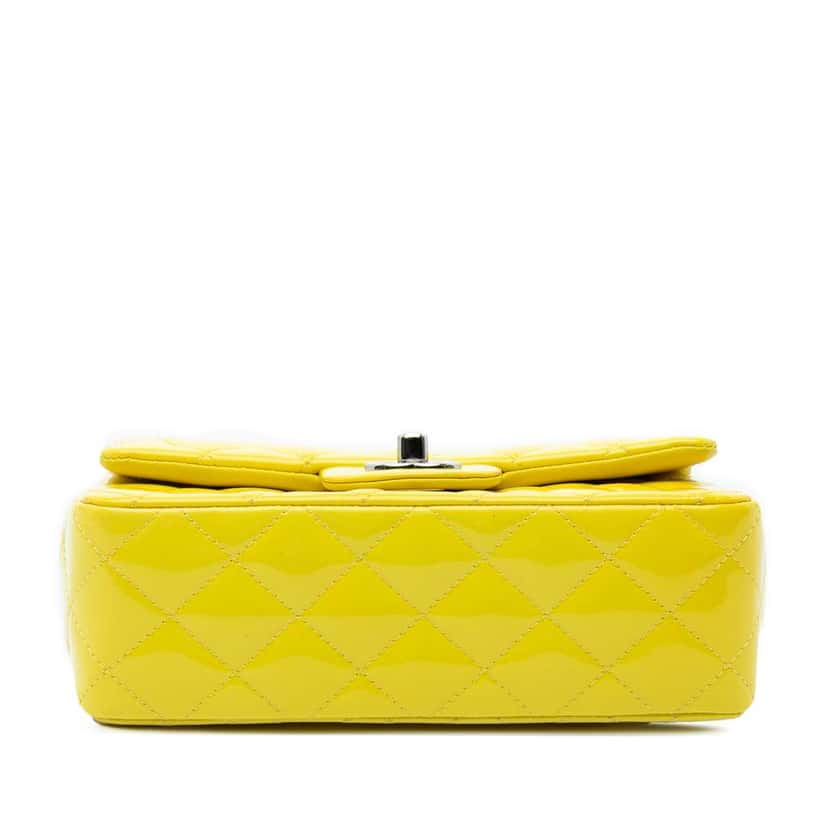 Chanel Mini Rectangular Classic Patent Single Flap Yellow Leather Good condition - Inside View
