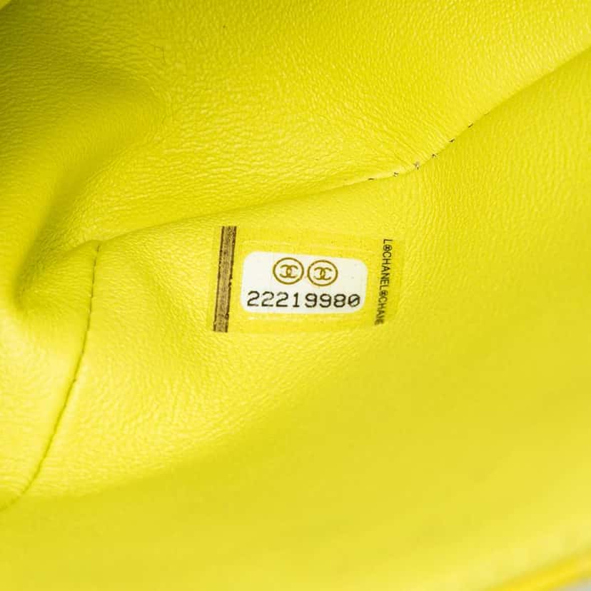 Chanel Mini Rectangular Classic Patent Single Flap Yellow Leather Good condition - Box View