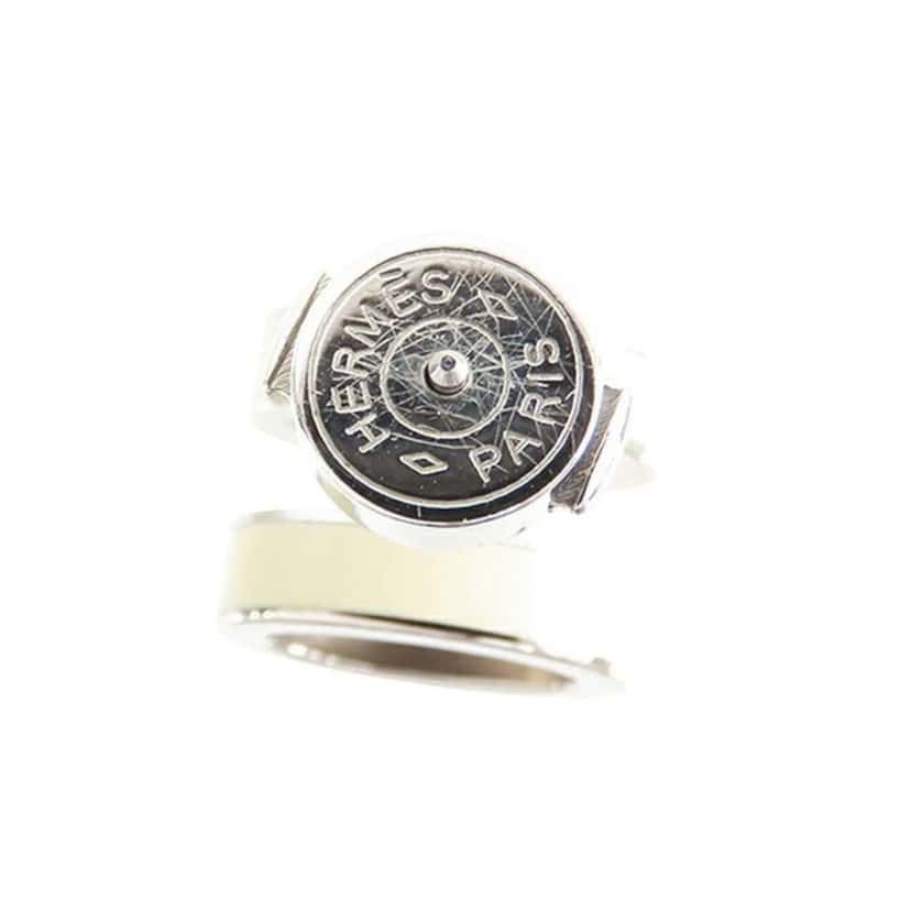 Hermès Lacquered Palladium Plated Mini Pop H Stud Earrings Silver Metal Good condition - Inside View