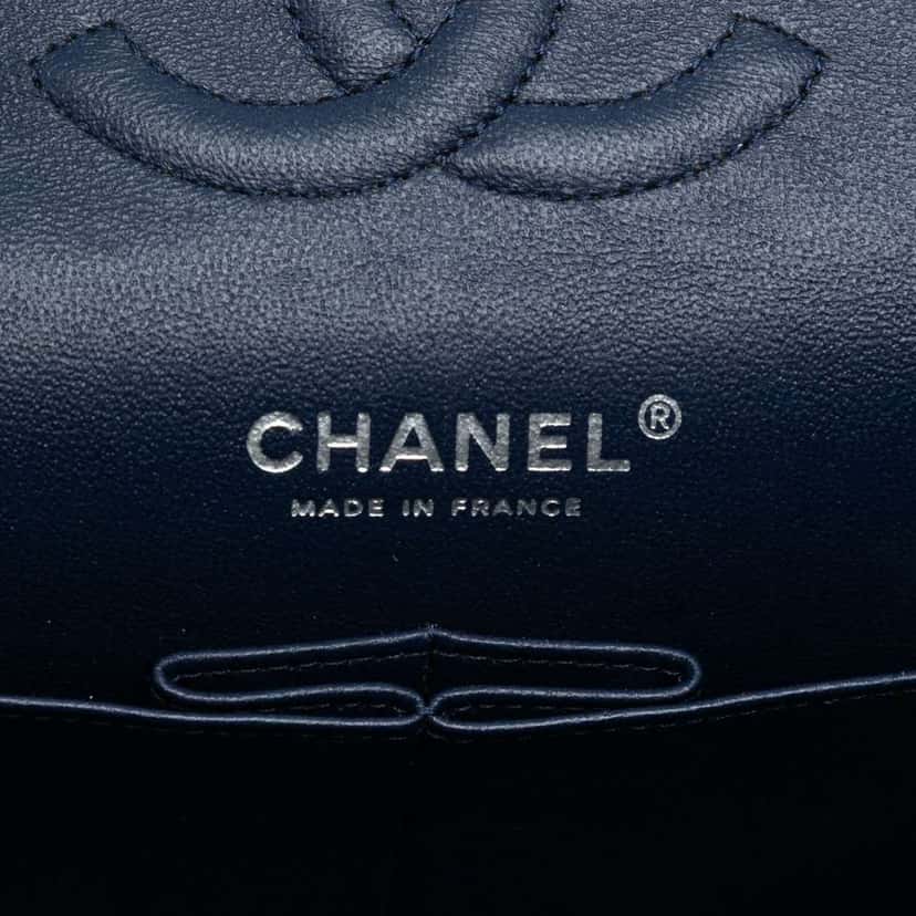 Chanel Medium Classic Tricolor Lambskin Double Flap Blue Leather Good condition - Box View