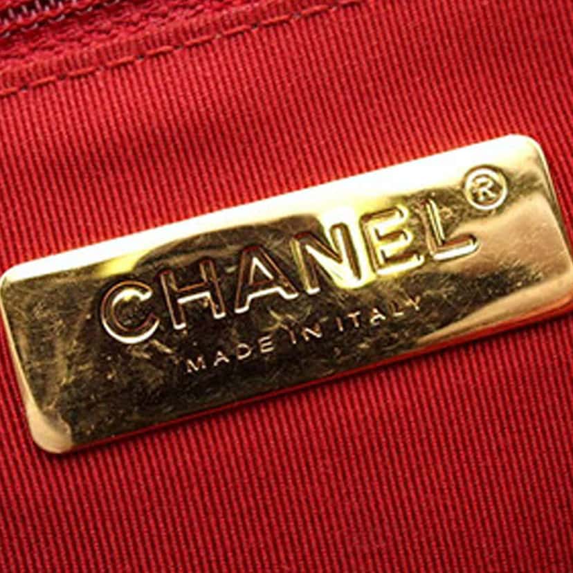 Chanel Quilted Lambskin Chain Infinity Top Handle Bag Red Leather Good condition - Box View